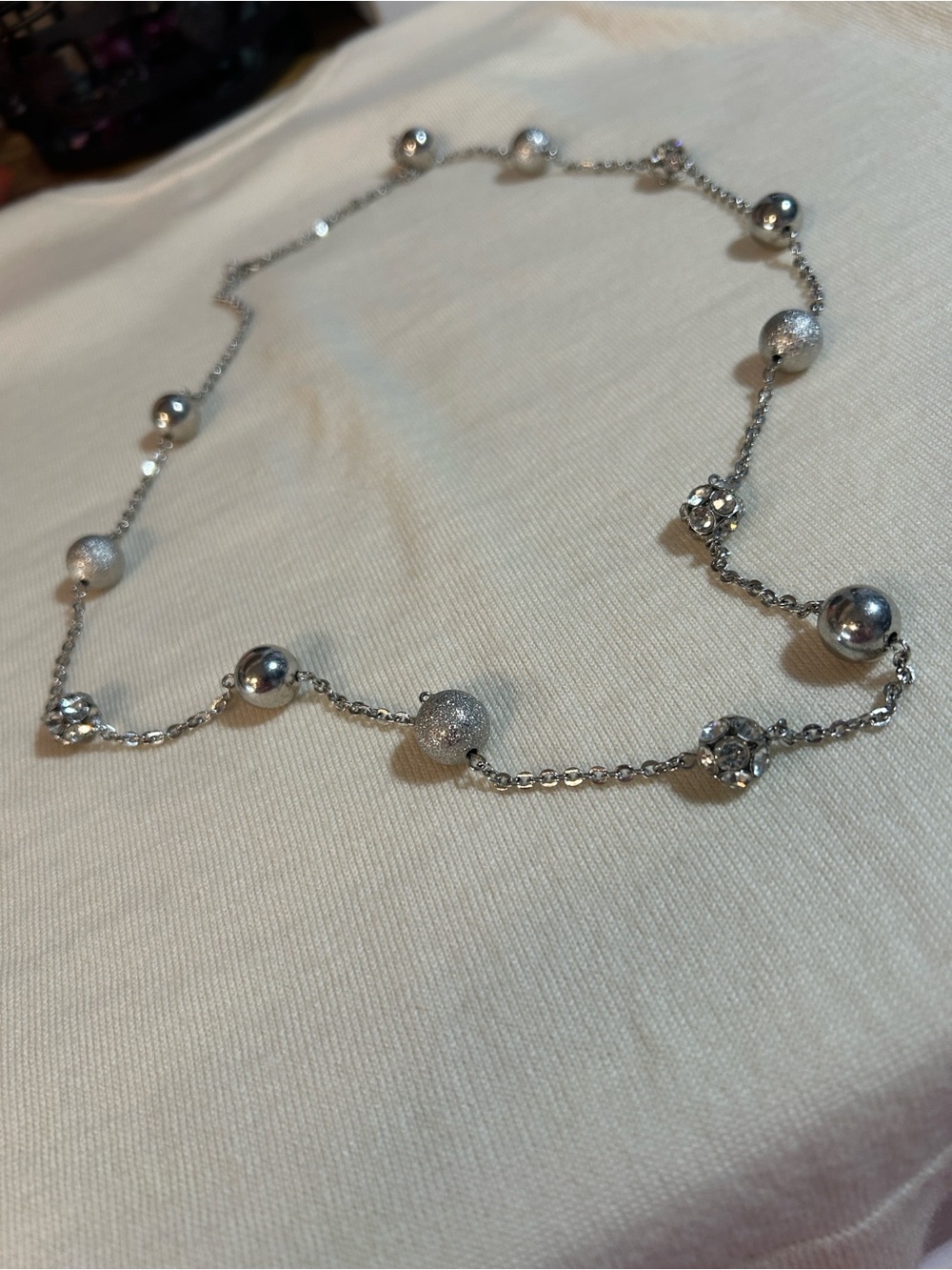 Silver Beaded Station Necklace - Women Jewelry